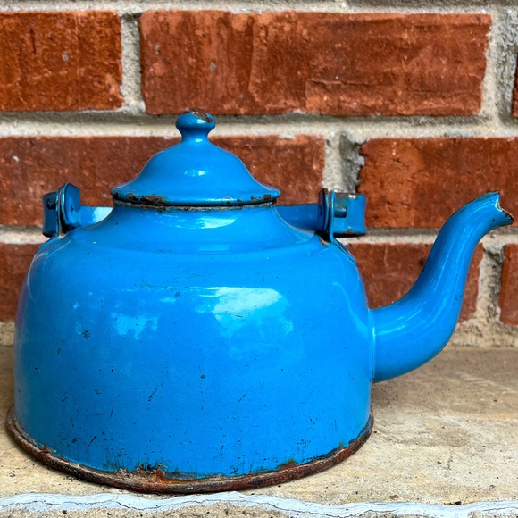 Accents Vintage Blue Enamelware Tea Kettle Poshmark